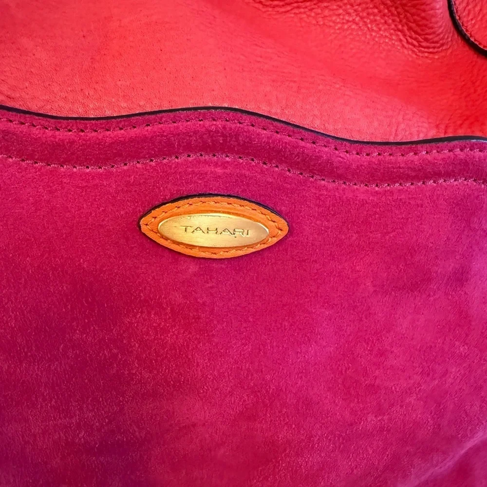 Tahari Pink and Red Hobo Bag